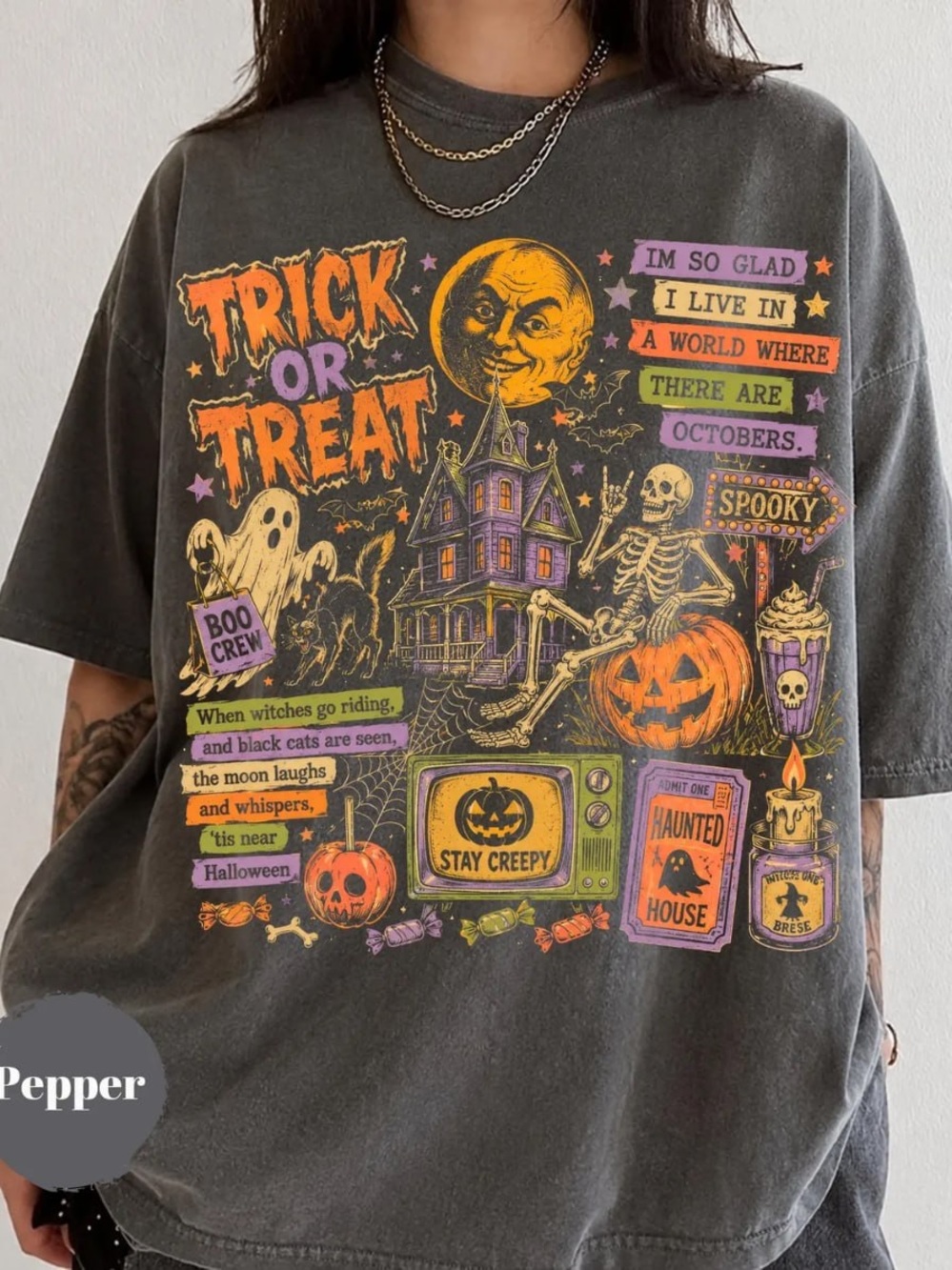 Comfort Colors Pepper Halloween 'Trick or Treat' Graphic Tee